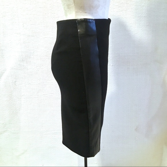 Balenciaga Leather Wool Stretch Pencil Midi Skirt - Picture 4 of 8